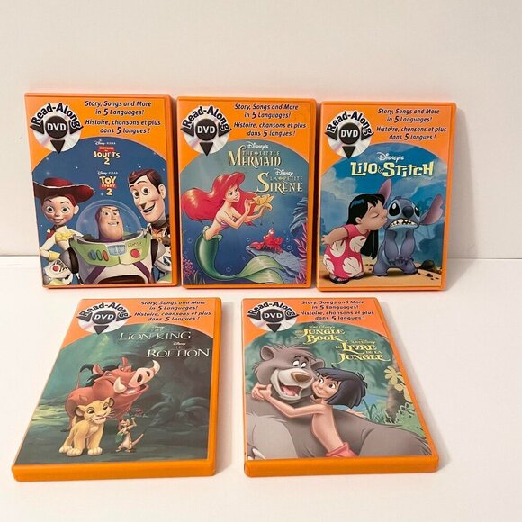5 Read Along DVDs Lion King Little Mermaid Toy Story Lilo Jungle Book - Picture 1 of 16